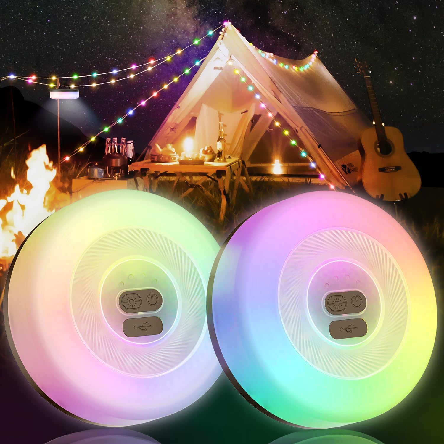 Camping String Lights (2-Pack): 33FT, 7 Modes, IPX4 Waterproof, Rechargeable LED, 25s Rapid Recovery for Outdoor Tent, Hiking, and Décor, Green Camping String Lights (2-Pack): 33FT, 7 Modes, IPX4 Waterproof, Rechargeable LED, 25s Rapid Recovery for Outdoor Tent, Hiking, and Décor, Green